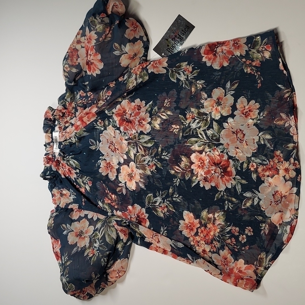 Puffed Sleeve Floral Print Blouse NWT Size Medium